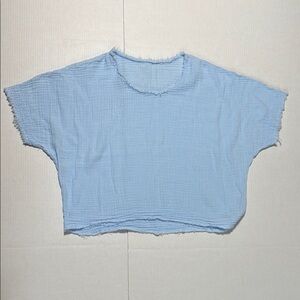 9 SEED Women's Slub Cotton Light Blue Top Boxy Oversized Fit Resortwear Size 1‎